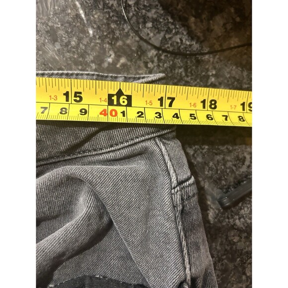 LONG TALL SALLY Washed Gray Raw Hem Ankle Jeans Grunge Denim Stretch Size 14 - Picture 9 of 9